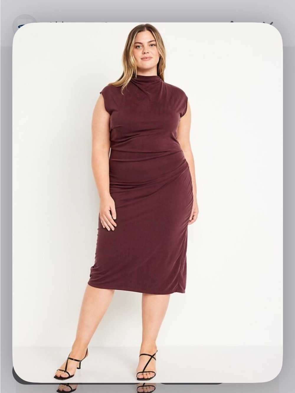 Old Navy Sleeveless Ruched Midi Dress in Burgundy Women’s M